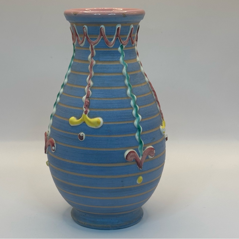 3D Elbee Italy Art Pottery Vase 7" Applied Art Glaze Numbered & Signed 30/134